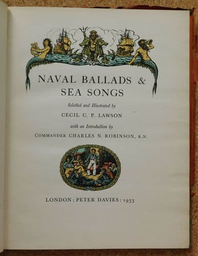 Naval Ballads and Sea Songs 1933 book WORDS ONLY illustrated C P Lawson Robinson